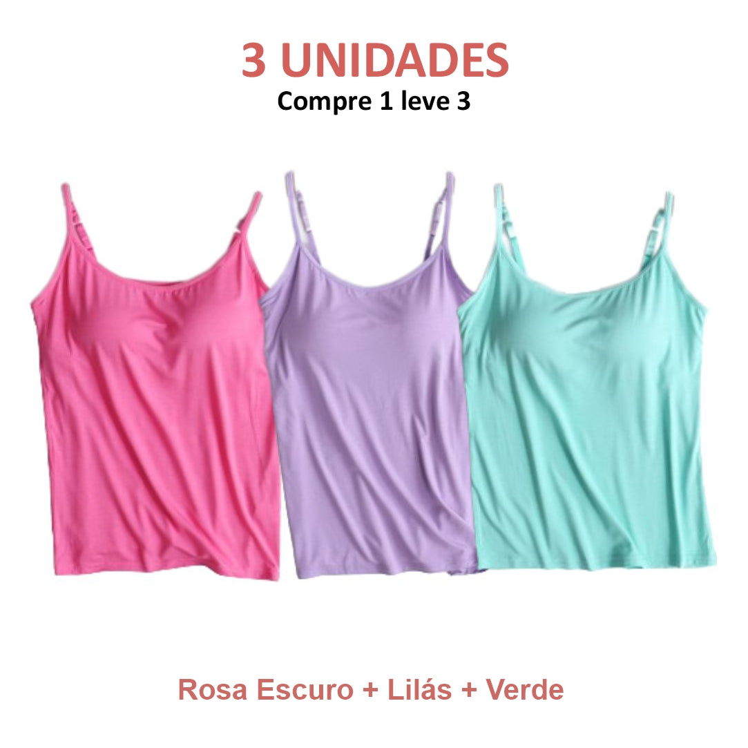 BLUSINHA REGATA COM SUTIÃ EMBUTIDO- Conforto e Praticidade que Você Merece! (COMPRE 1 LEVE 3)