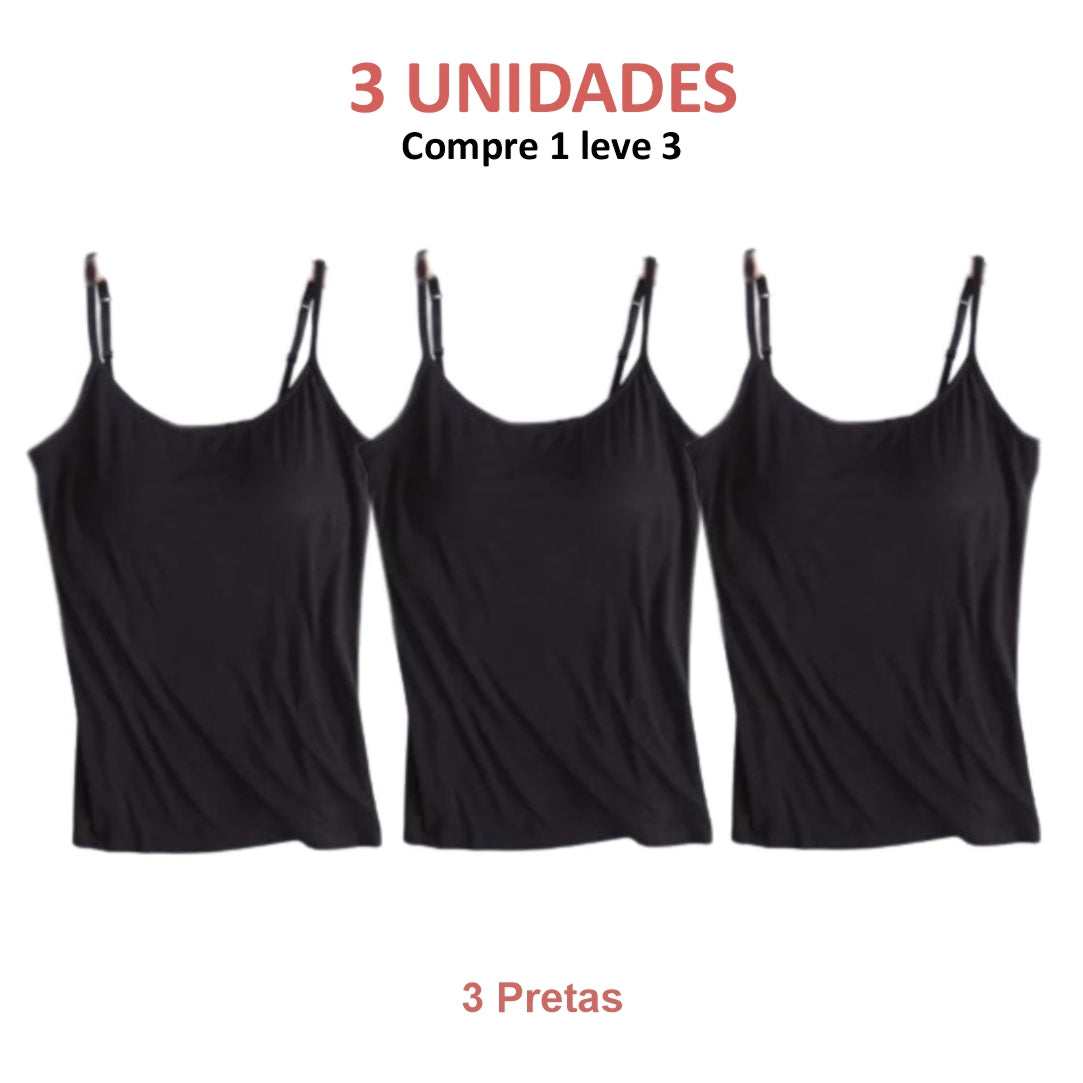 BLUSINHA REGATA COM SUTIÃ EMBUTIDO- Conforto e Praticidade que Você Merece! (COMPRE 1 LEVE 3)