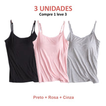 BLUSINHA REGATA COM SUTIÃ EMBUTIDO- Conforto e Praticidade que Você Merece! (COMPRE 1 LEVE 3)