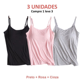 BLUSINHA REGATA COM SUTIÃ EMBUTIDO- Conforto e Praticidade que Você Merece! (COMPRE 1 LEVE 3)