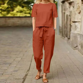 Conjunto Feminino Marina em Linho de Algodão / Leveza e Sofisticação para Qualquer Momento!