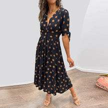 Vestido Yasmin Acinturado com Estampa Poa