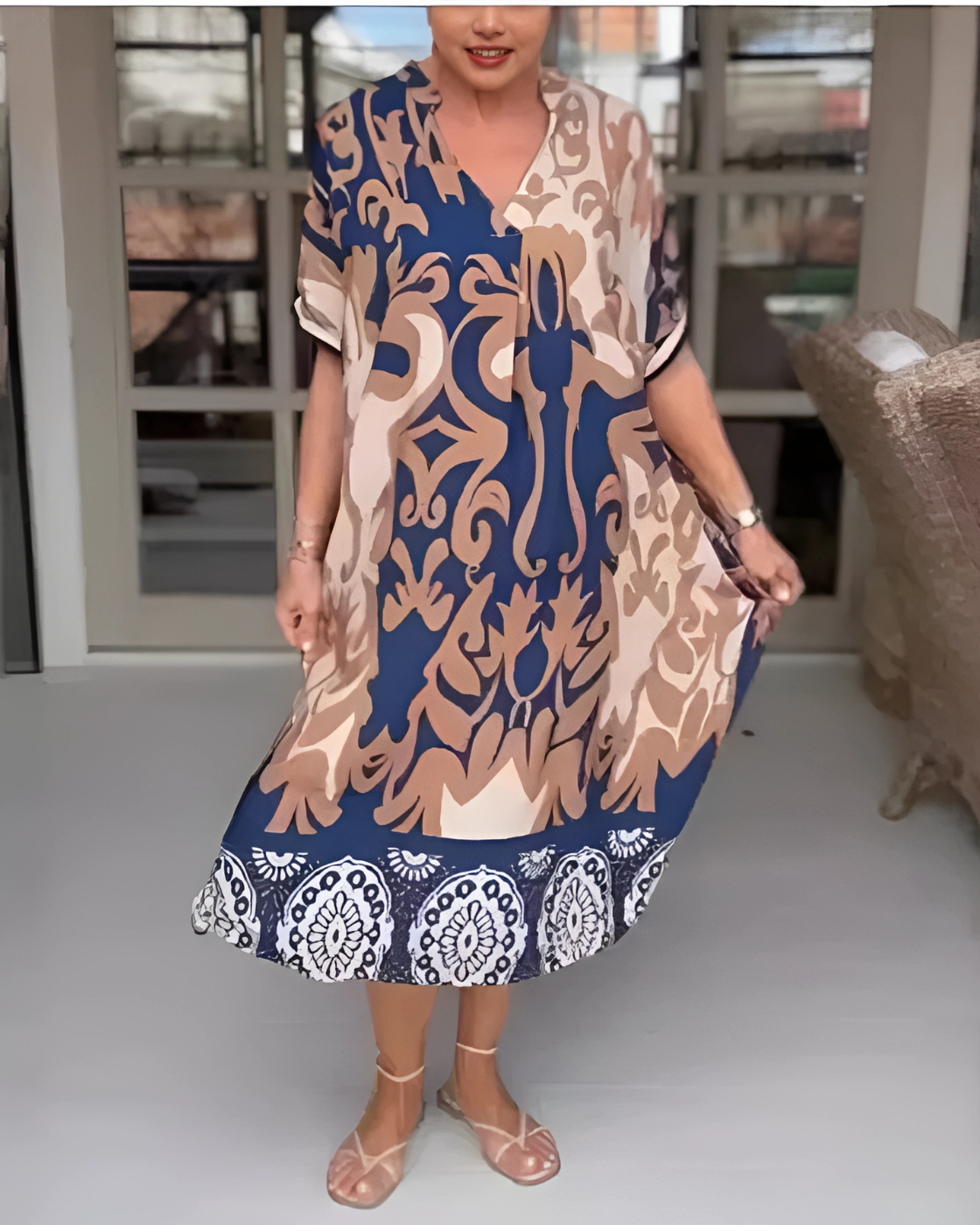 Vestido Safira | Decote em V - Fresco e Soltinho, Ideal Para Primavera Verão