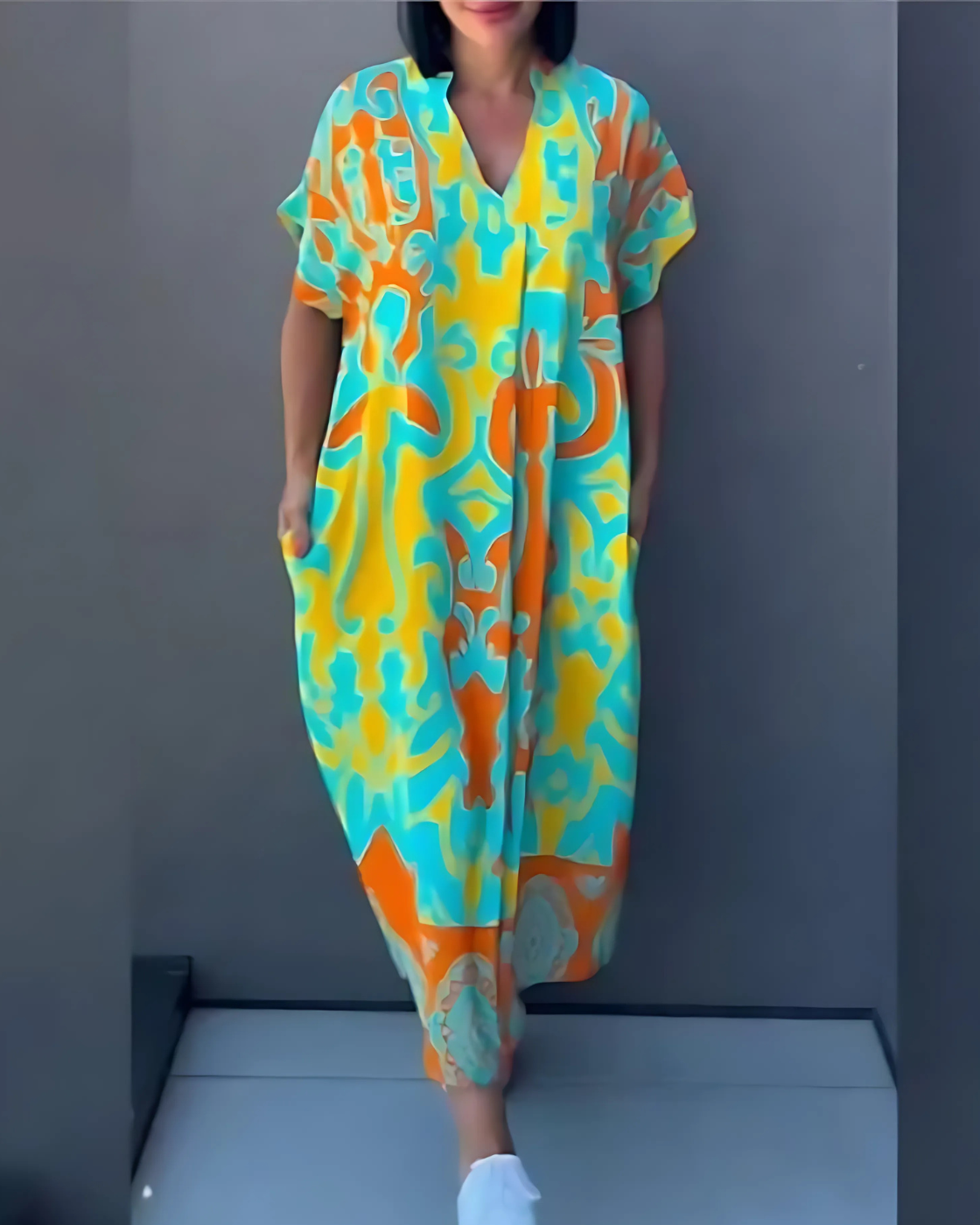 Vestido Safira | Decote em V - Fresco e Soltinho, Ideal Para Primavera Verão